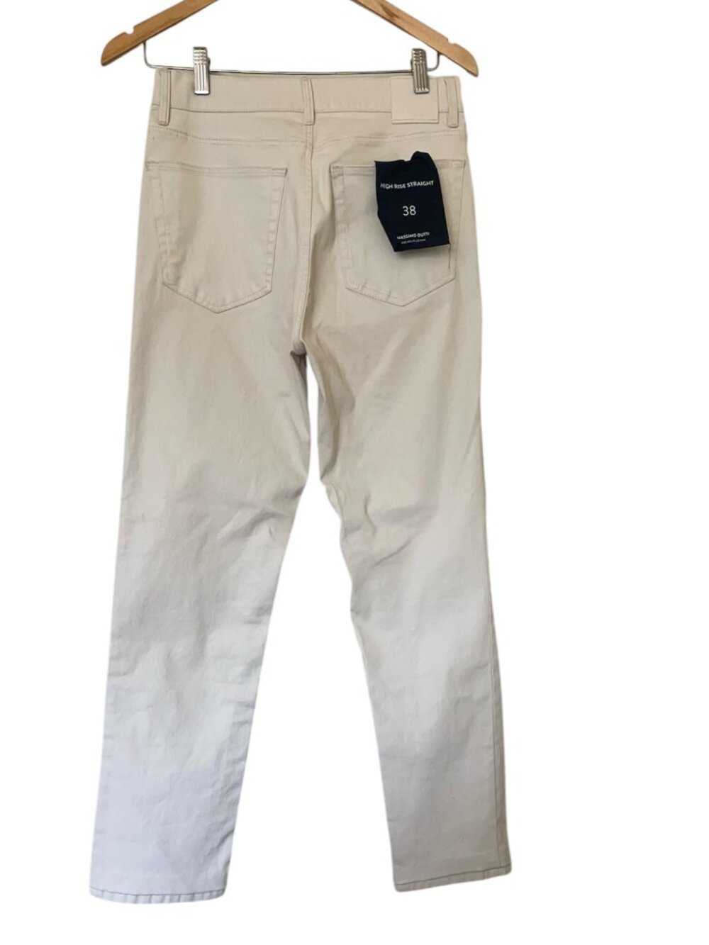 Massimo Dutti Cream High Rise Straight Stretchy Jeans EUR 38/ USA 6 NWT - Picture 4 of 5